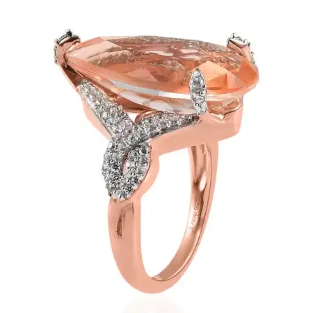 Morganique Quartz Ring in Vermeil Rose Gold Over Sterling Silver - Picture 6 of 10